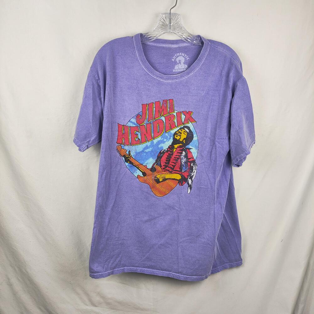 Jimi Hendrix Shirt Mens Large Purple Graphic Tee Authentic Hendrix Rock Music